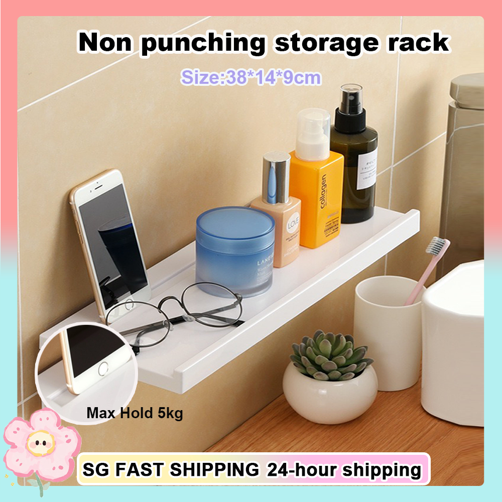 【SG Stock】☀️☀️Wall Shelf Self-Adhesive Floating Bathroom Shelf ...