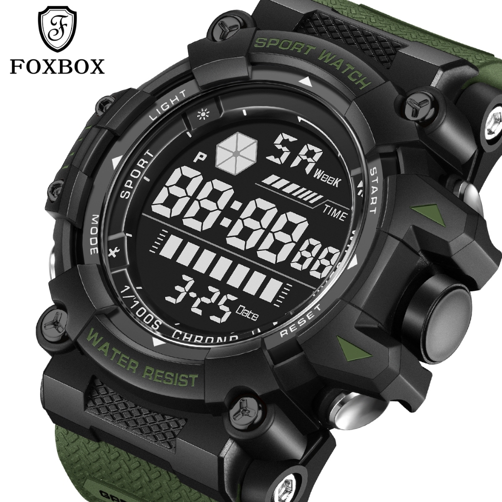 FOXBOX Watch Men Digital Sport Watch For Men Swimming Waterproof LED ...