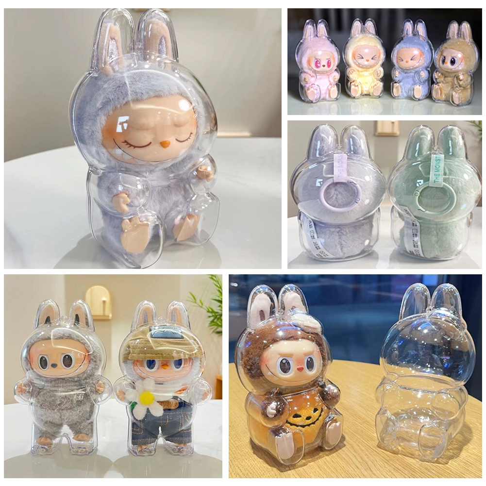 17cm Labubu Protective Case Transparent Portable Cable Organizer Box ...