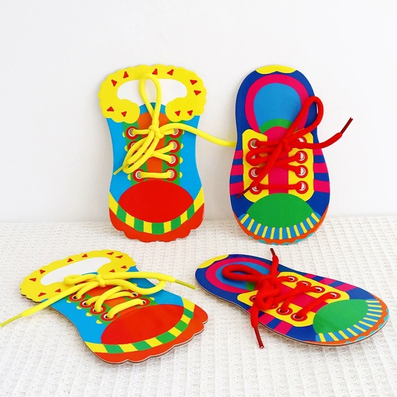 set Kids Tie Shoelaces Toy Learn To Wear Shoes Hand Painted