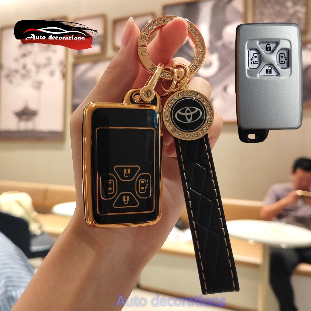 【4buttons】Toyota car key case For Toyota Estima Sienta Alphard Vellfire ...