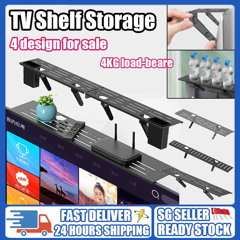 🇸🇬 SELLER - Hole-free Aluminum Quality TV Shelf Caddy Top Shelf Storage ...