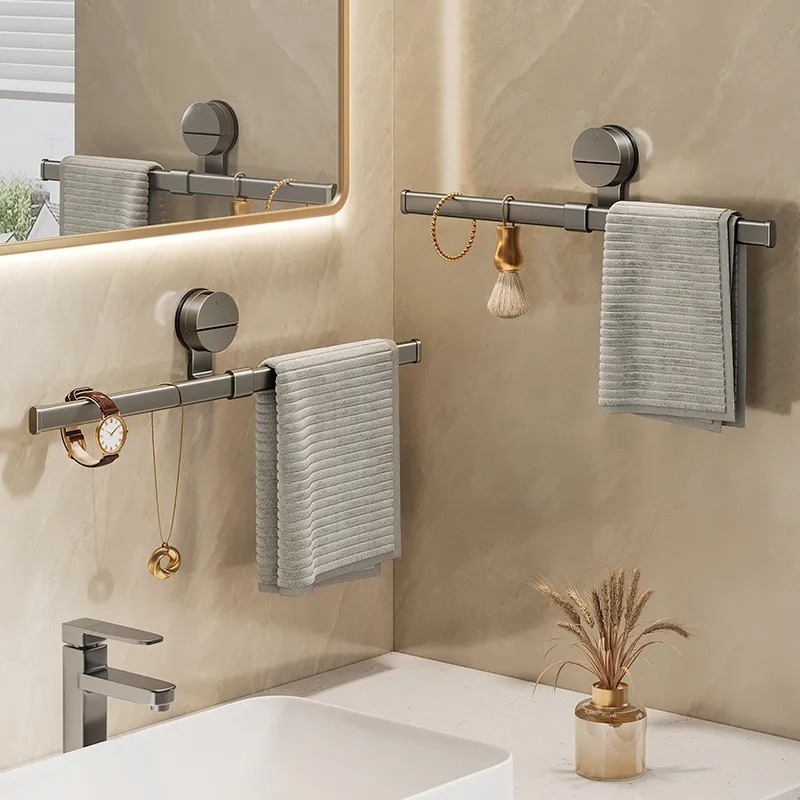 DDhome Light luxury suction cup bathroom towel rack, no punching ...