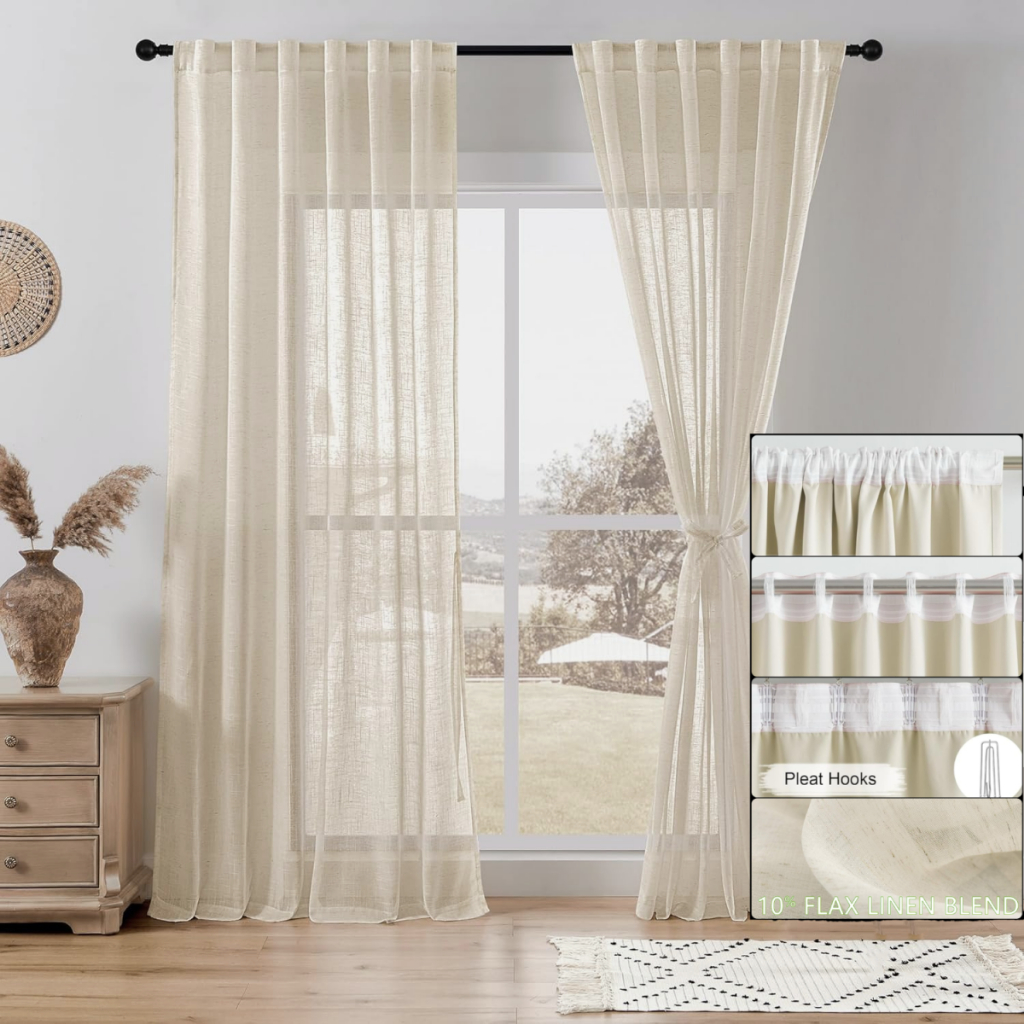 “Beige” Linen Day Curtain for Sliding Door Sheer Langsir Curtain Window ...