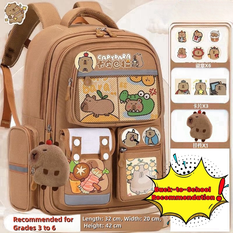 [SG]Capibara children's cute cartoon school bag, spine protection large ...