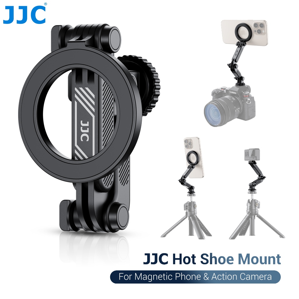 JJC Camera Hot Shoe Magnetic Phone Holder Flexible Phone Tripod Mount  Adapter Cold Shoe Mount for Apple 16 15 14 Pro Max Plus DJI Ronin SC Action 