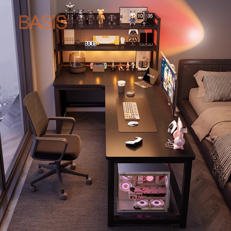 Basishome corner computer desk l shaped computer desk storage game ...
