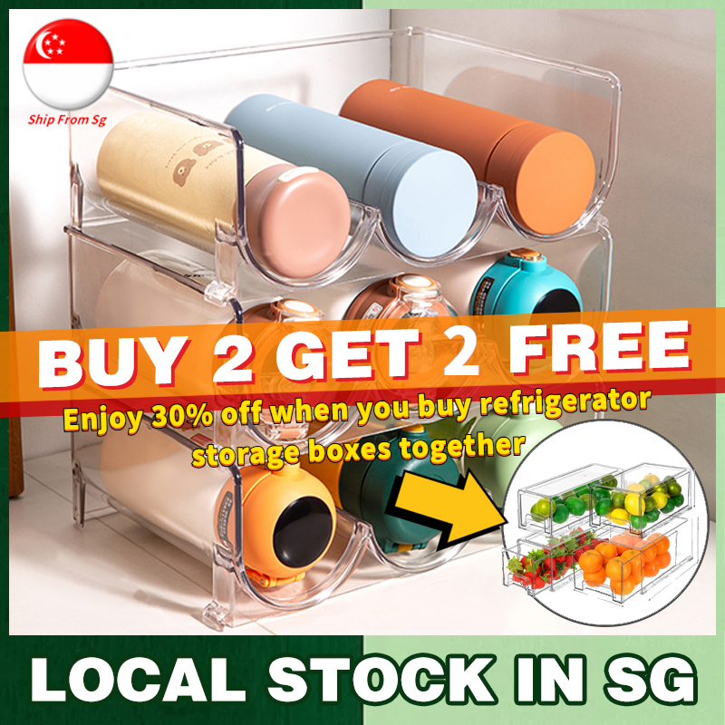 【SG STOCK】Stackable Water Bottle Organiser Acrylic Water Bottle Holder ...