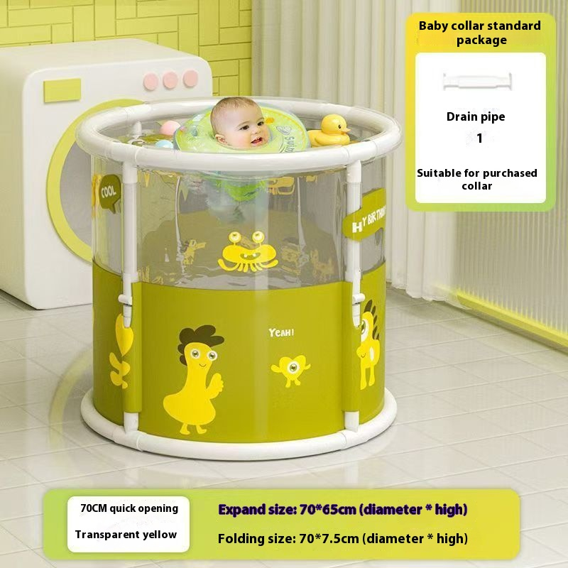 Childrens Bathing Bucket Baby Bathtub Transparent Swimming Pool Folding ...