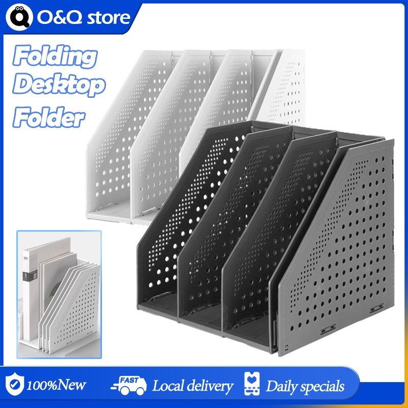 Folding Desktop Folder Large Capacity 4 Grid Box Magazine File Shelf ...