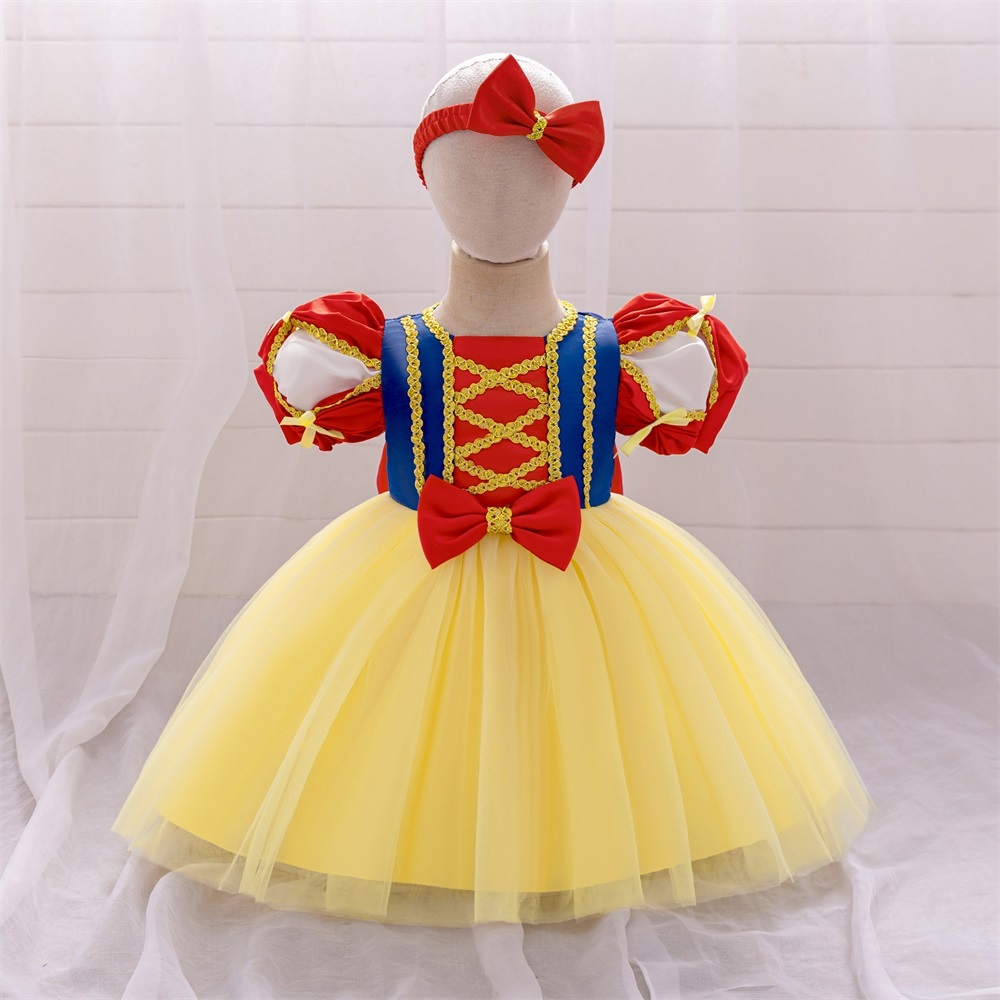 MQATZ Newborn Snow 1 Year Birthday Dress For Baby Girl Clothes Yellow Princess  Dresses Baptismal Party Costume BXGZ010 | Shopee Singapore