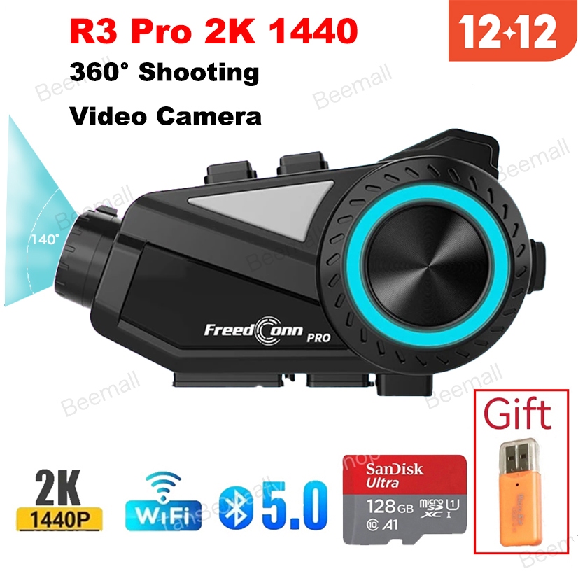New FreedConn R3 Pro 2K 1440 360° Shooting Video Camera Motorcycle ...