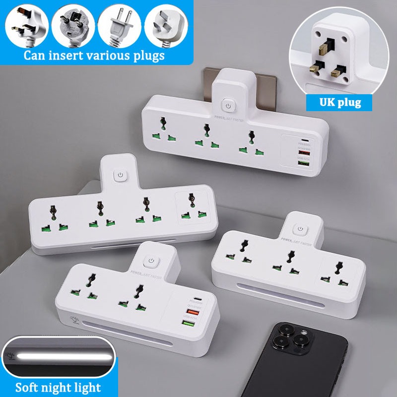 New Multi Power Extension Socket with Usb Type C Extension Plug Adapter ...