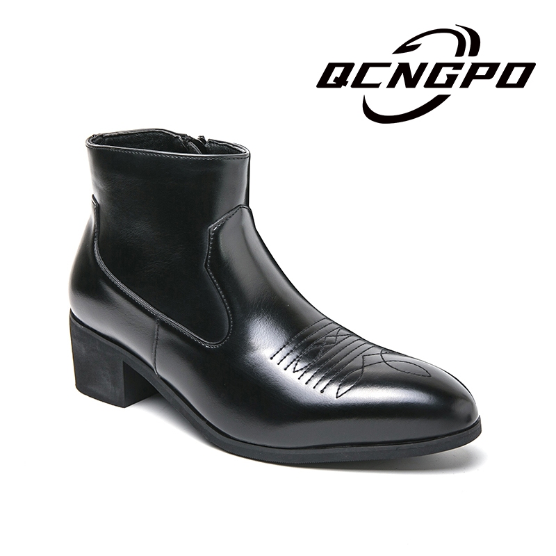 Man Chelsea boots Retro Medium Cut Printing Ankle Shoes Casual