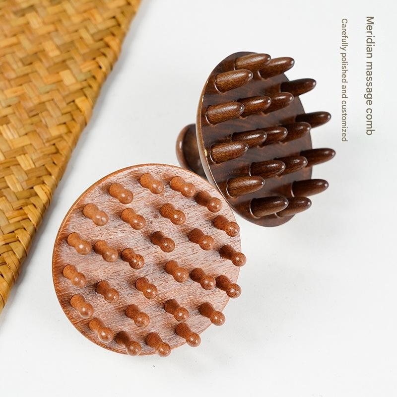Massage Comb Golden Sandalwood for All Body Natural Wood Disc Round ...