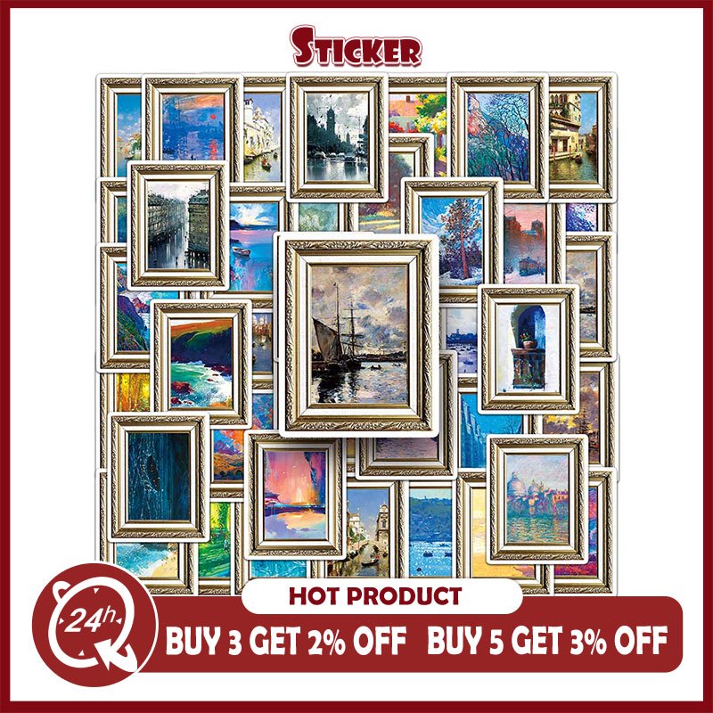 50pcs Vintage Master Painting Stickers Waterproof Decorative Stationery ...