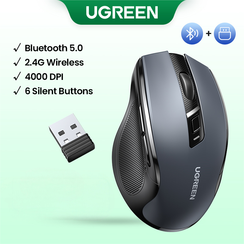 UGREEN Wireless Mouse, 6 Silent Buttons, 2.4G with USB Mini Receiver, 5 ...