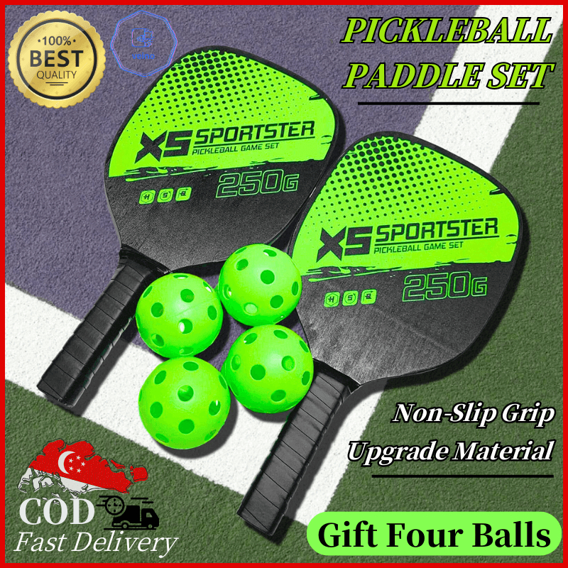 PickleBall Paddle Set Pickle Ball Kit 2 Rackets and 4 Balls Pickleball ...