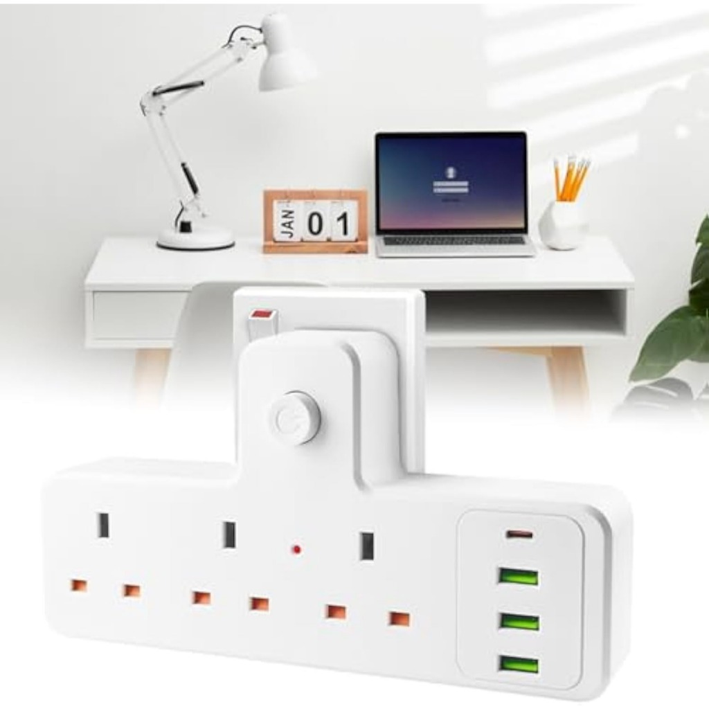 UK Extension Multi Plug Adapter, 7 in 1 Plug Extension Socket 3250W 13A ...