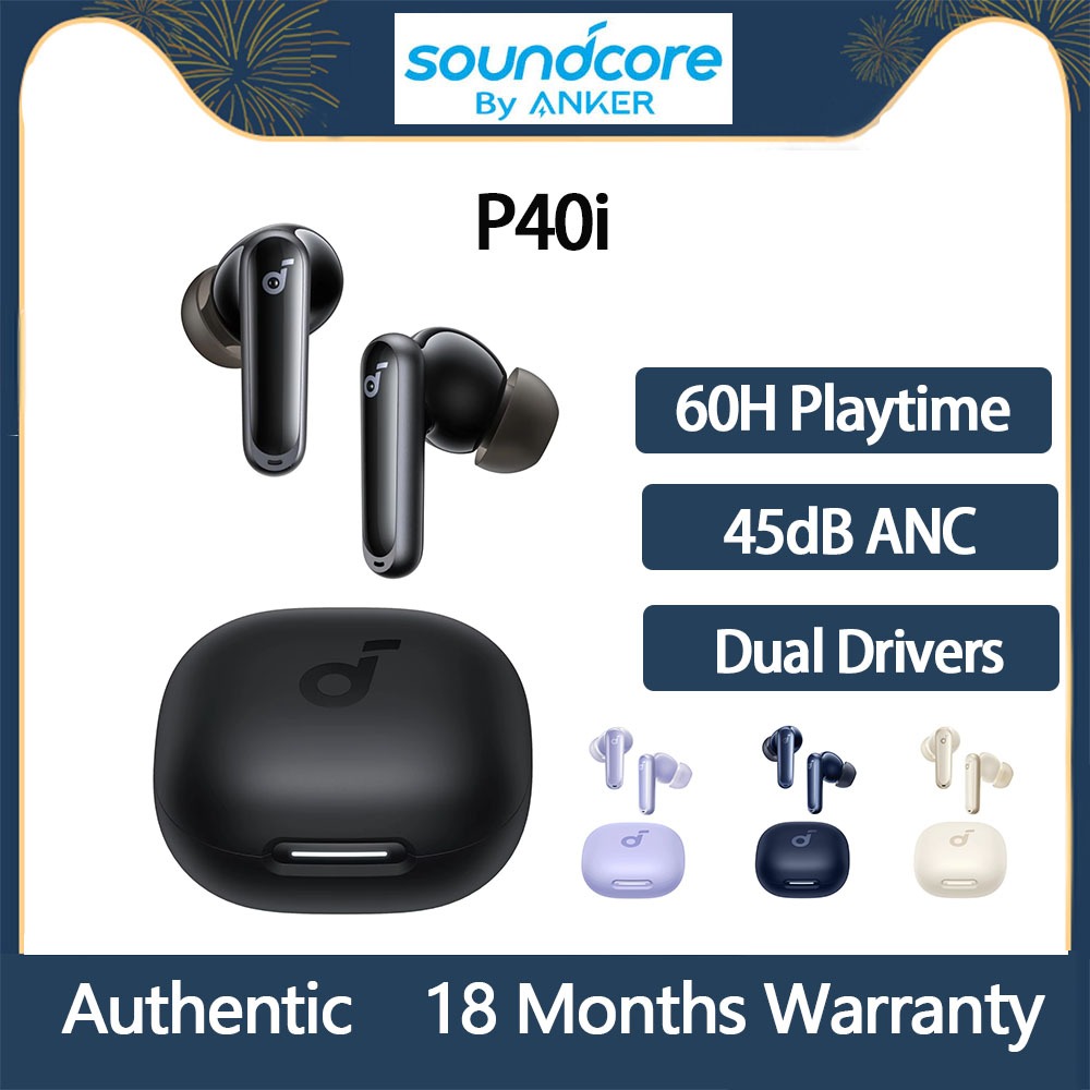 Original Anker Soundcore P40i Wireless Bluetooth Earbuds ,Active Noise Cancelling ,IPX5 Waterproof ,60H Playtime,Bass Earphones Original Anker Soundcore P40i Wireless Bluetooth Earbuds ,Active Noise Cancelling ,IPX5 Waterproof ,60H Playtime,Bass Earphones
