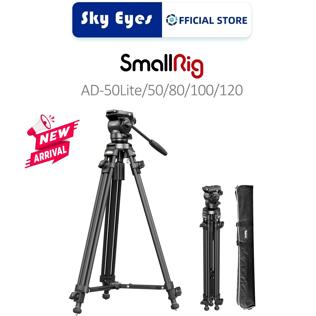 SmallRig AD-50 Video Tripod,Carbon Fiber Tripod with 360°Fluid Head for ...