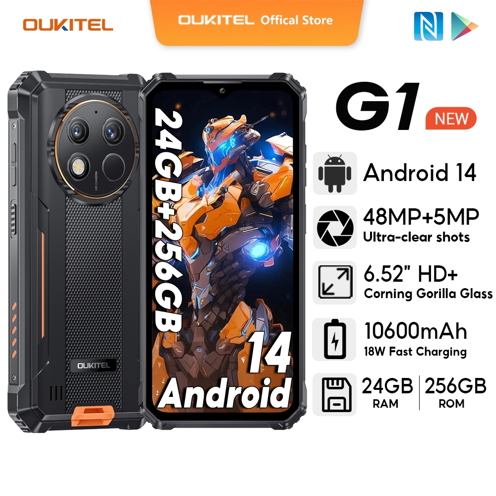 Oukitel G1 24GB+256GB Blackスマートフォン 新品未開封 OUKITEL G1 ブラック 10600mAh RAM/6+18GB (仮想拡張時24GB) ROM