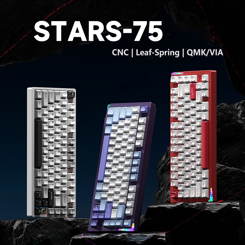 -LW- WEIKAV STARS75 Flagship Aluminum Alloy Keyboard Hot Swap Wireless ...
