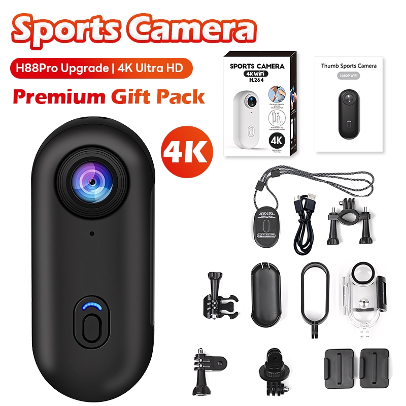 Mini Action Cam 4K Con 32GB – Grandangolo 150°, Impermeabile 30m, WiFi, Display, Per Sport E Vlog