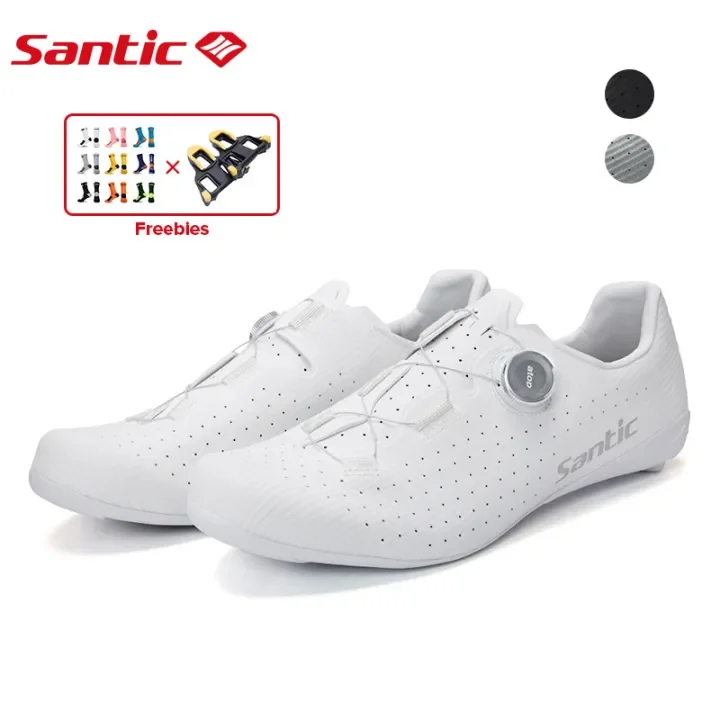 Santic Cycling Shoes Men Carbon Fiber Outsole Road Bike Shoes Women Breathable ATOP Reel Knob Lacing System WZS24043 Shopee Singapore