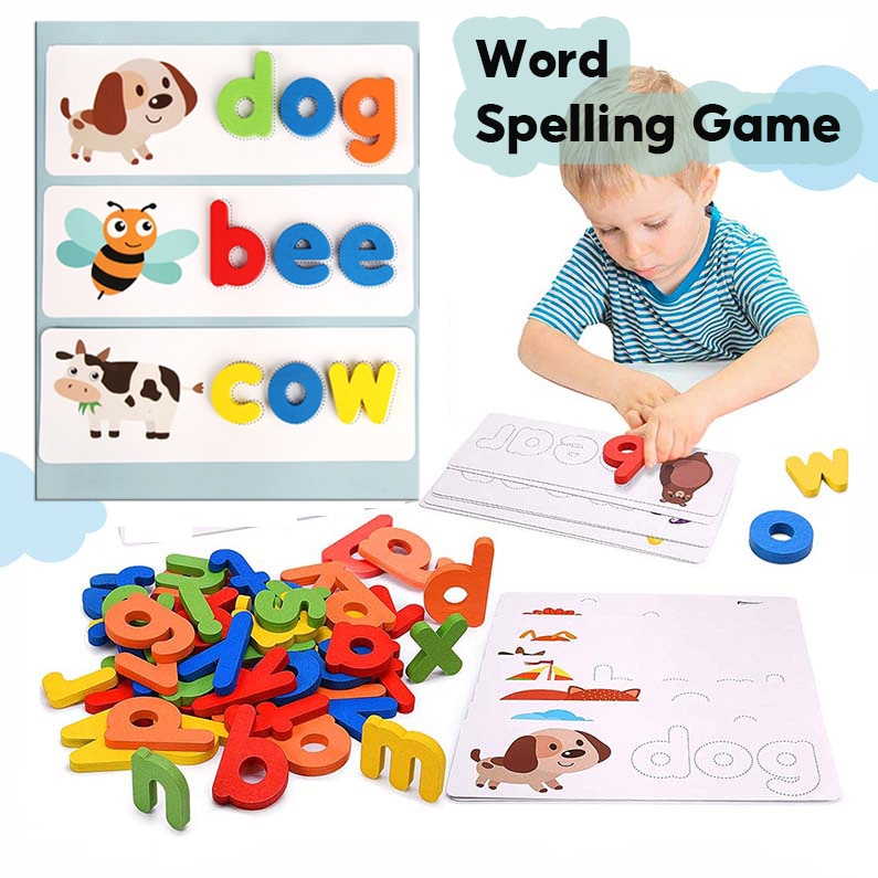 Montessori Wooden Alphabet Spelling Games Learning Spelling And