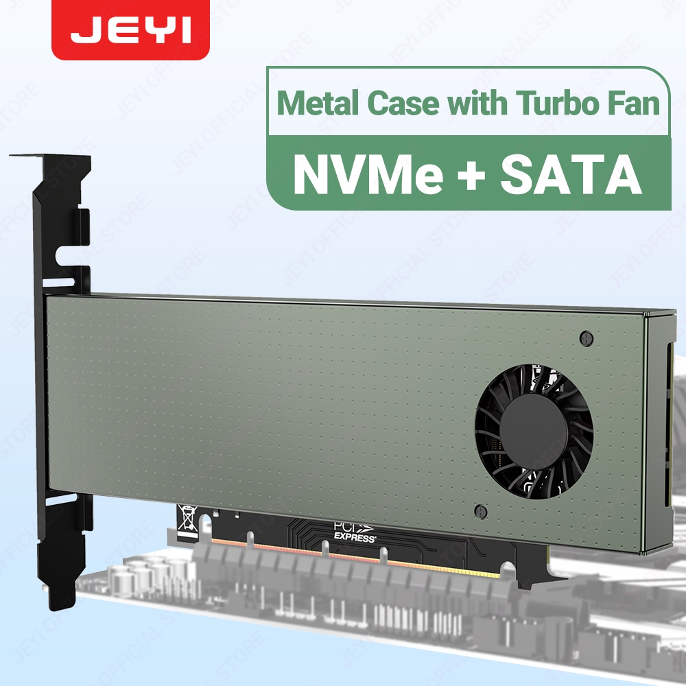 JEYI SK9 M.2 Dual PCIE 4.0 Adapter for NVMe / Aluminum with turbo fan ...