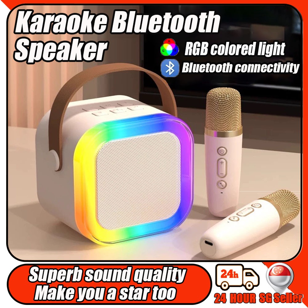 【SG 24H SHIP】K12 mini karaoke set for kids speaker 3D stereo portable ...