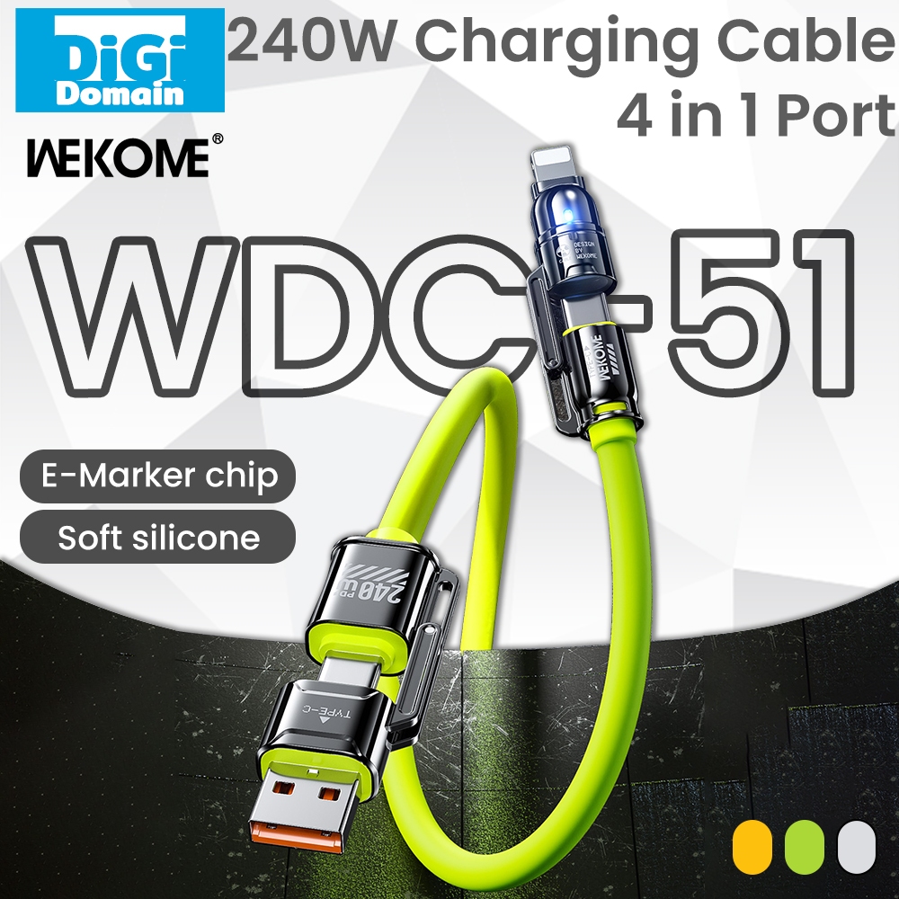 Digi 240W 4 in 1 Super Fast Data Charger Cable 1.2m USB-A Type-C ...