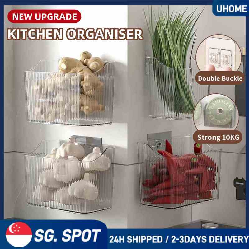 【SG READY STOCK】Wall-Mounted Kitchen Onion Ginger Storage Rack Bathroom ...