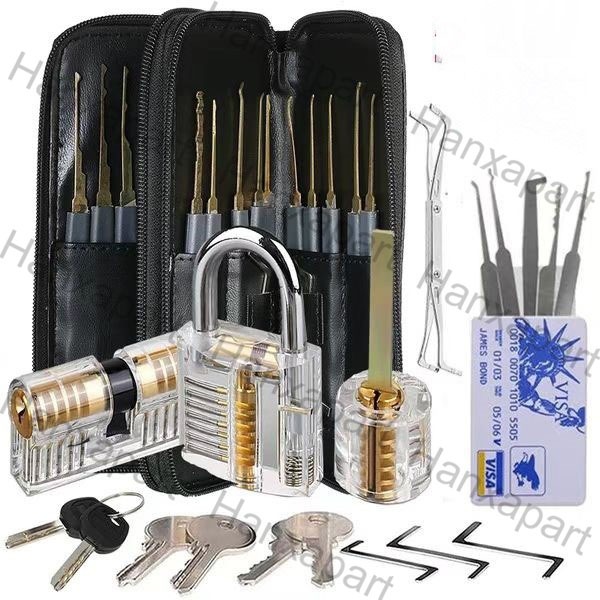 24pcs Lock Pick Set, Lock Picking Tools Clear Practice Padlock+Keys for ...