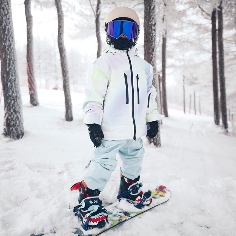 Black Jacket White Pants Snowboard Aries Unisex Snowboard Pant