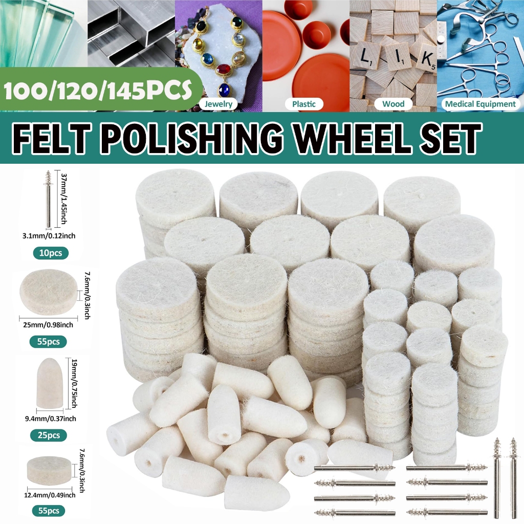 145pcs 9.5/13/25mm Wool Felt Polishing Buffing Pads Kit, Reusable ...