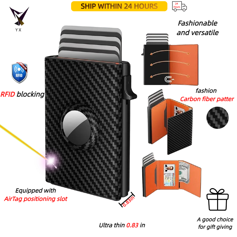 Men Wallet AirTag Microfiber Oil Wax Tri-fold Wallet rfid Anti-theft ...