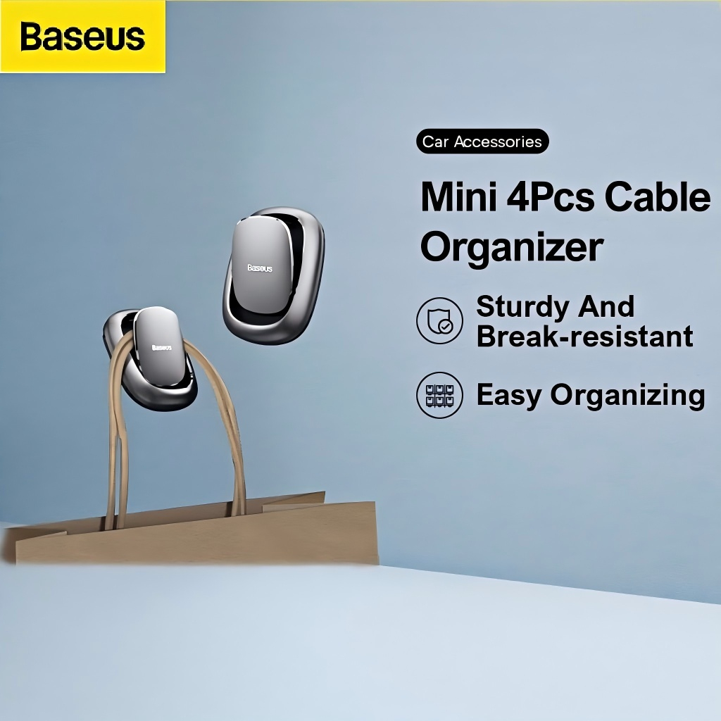 Baseus 4Pcs Car Clips USB Cable Organizer Storage Car Hook Car Sticker ...