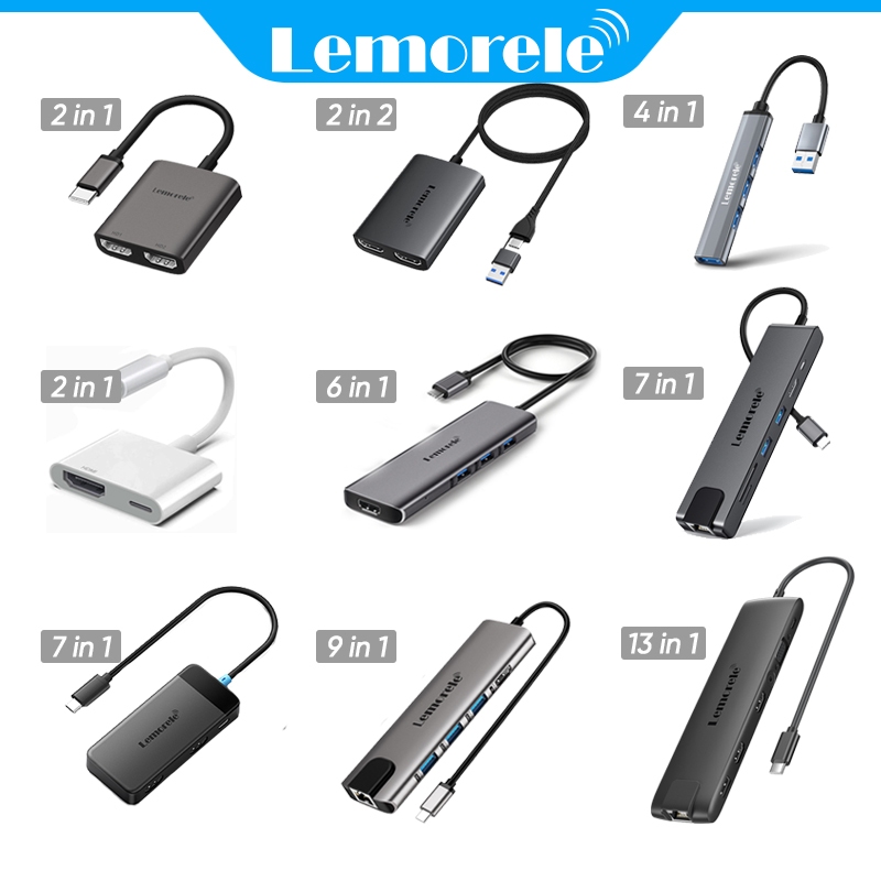 Lemorele 2/3/4/5/6/7/9/10/13 in 1 USB C Hub Type C To Hdmi Multi Port ...