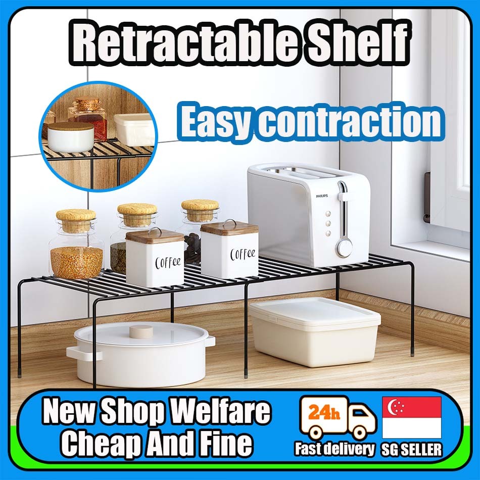 【SG Stock】Retractable Shelf/ Sliding Rack/ Kitchen Storage For Cabinet ...