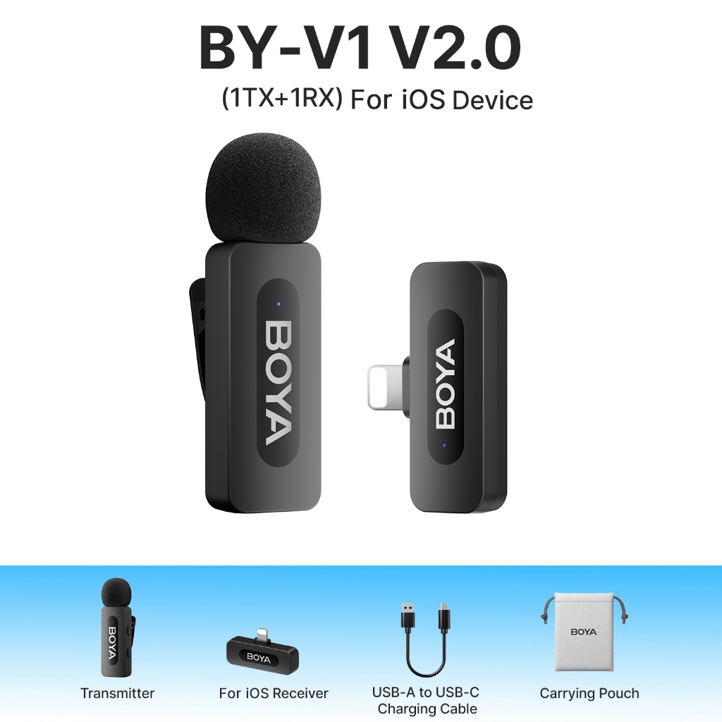 BOYA BY-V20 Microfono Lavalier Wireless USB-C - Doppio Microfono, 100m Portata, Per PC E Android - Foto 9