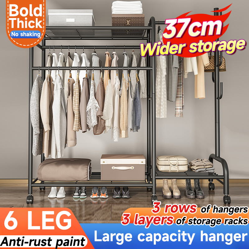 STYF【SG Local Seller 】Multi-functional Carbon Steel Clothes Hanger Rack ...