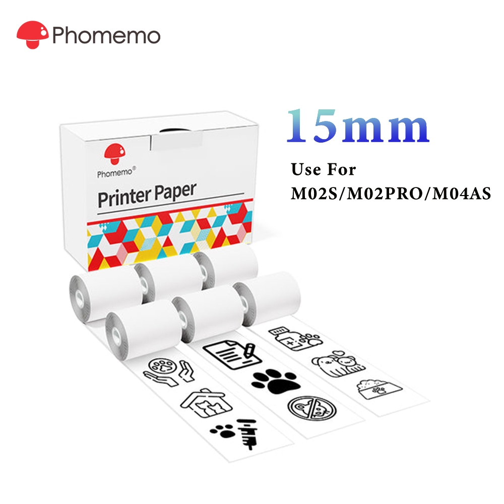 Phomemo 15mm Continuous Label Sticker For M02S/M02PRO/M04AS Printer(6 ...