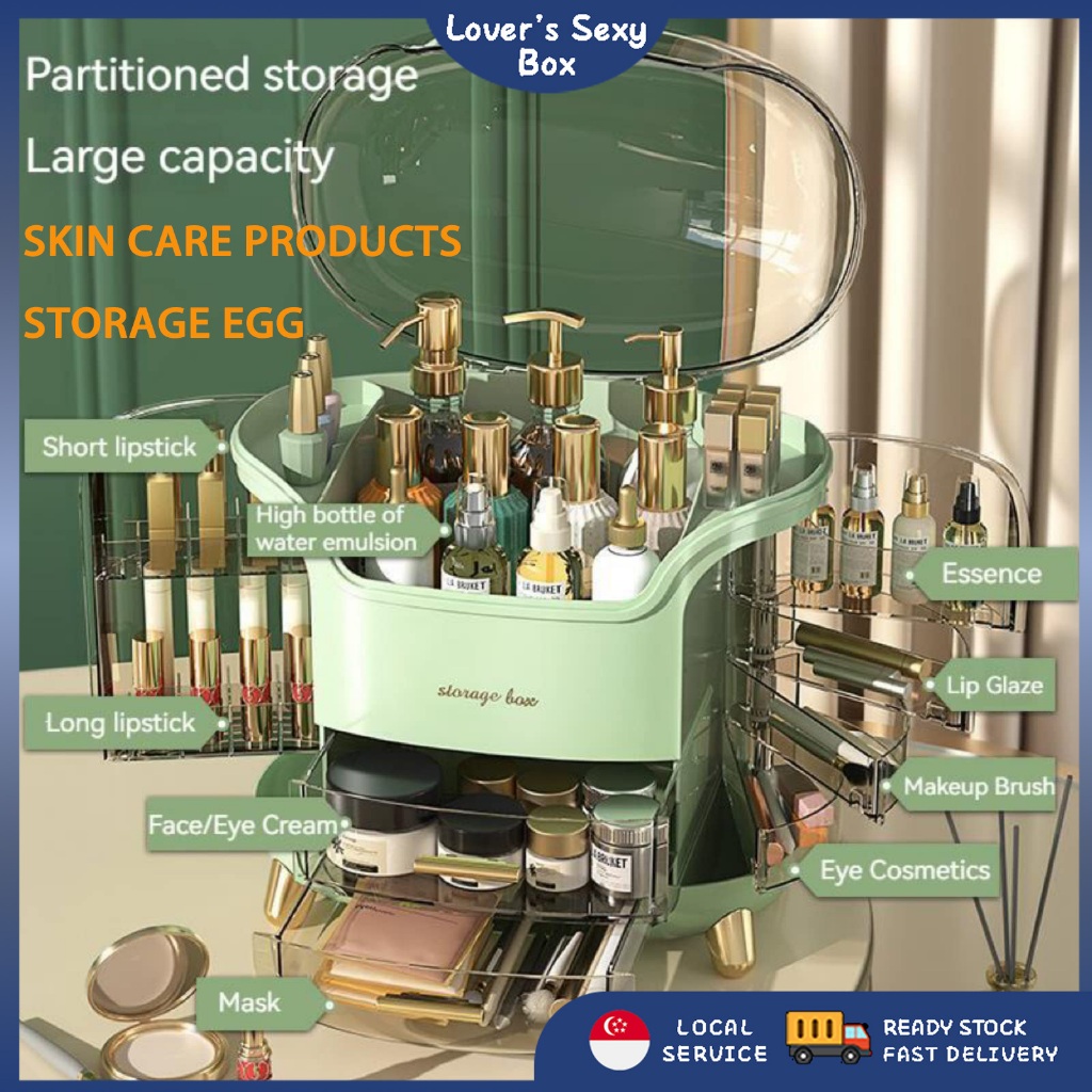 Rotating Vanity Organizer Box Cosmetics Storage Cabinet with Waterproof ...