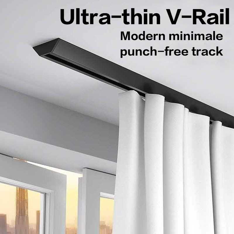 Mute Slide RailVUltra-Thin Invisible Track Non-Perforated Curtains ...