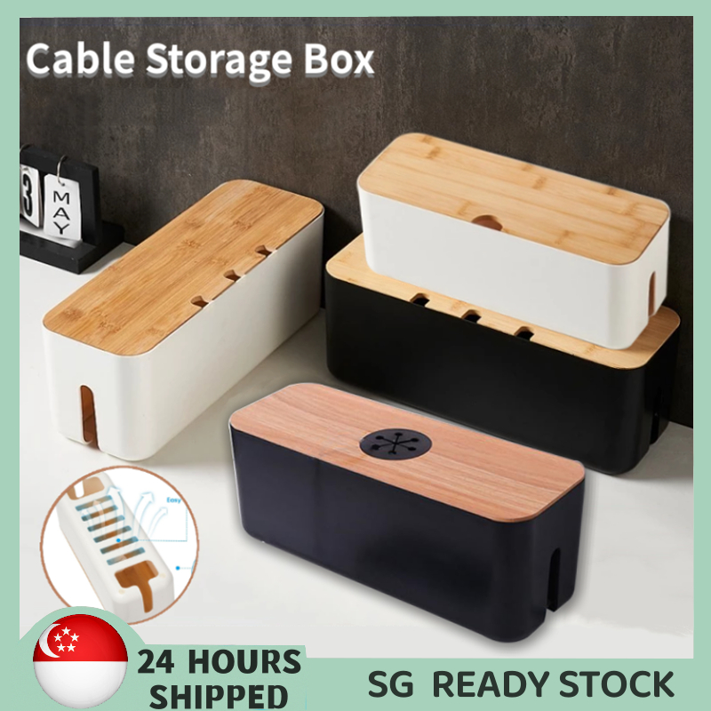 【SG READY STOCK】Cable Storage Box Wooden Power Line Storage Case ...