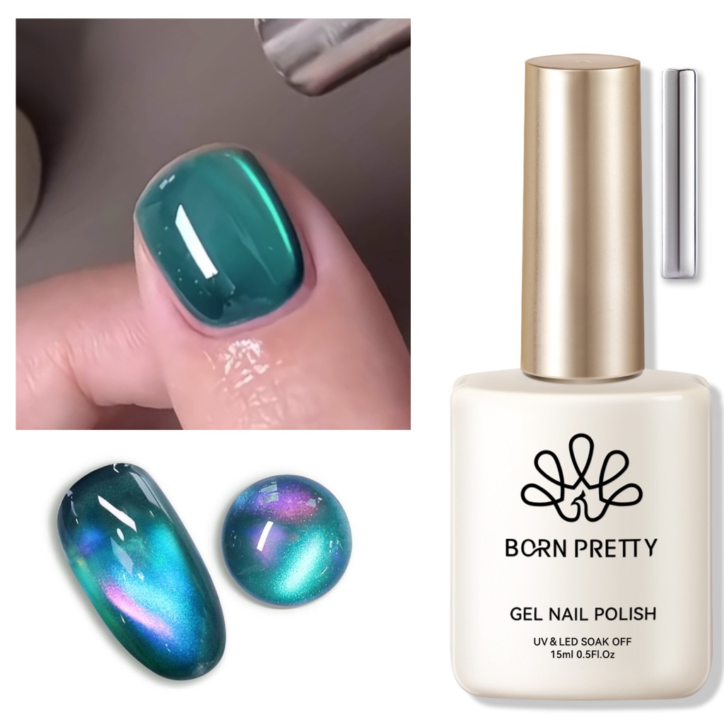 BORN PRETTY Black Holo Cat Eyes Magnetic Nail Gel Polish Laser