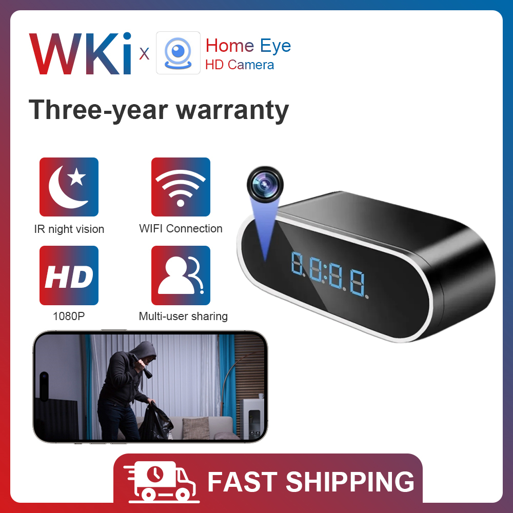 WiFi Mini Clock Camera Night Vision Security Nanny Camera Alarm Clock ...