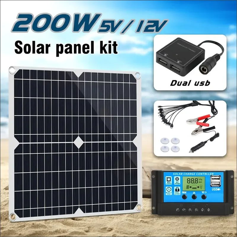200W400W Flexible Solar Panel 12V Battery Charger Dual USB With 100A ...